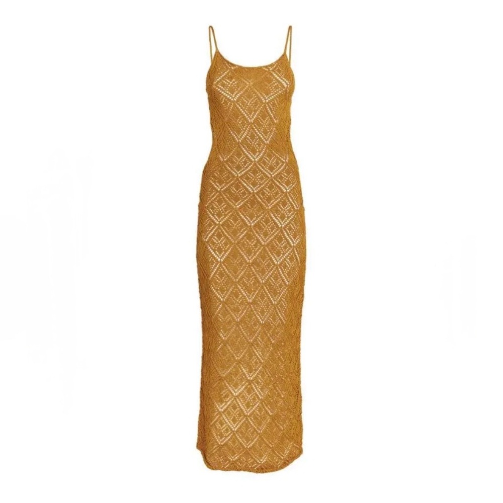 REVOLVE X Savannah Morrow Crochet Maxi Dress Golden Marigold Resort NWT